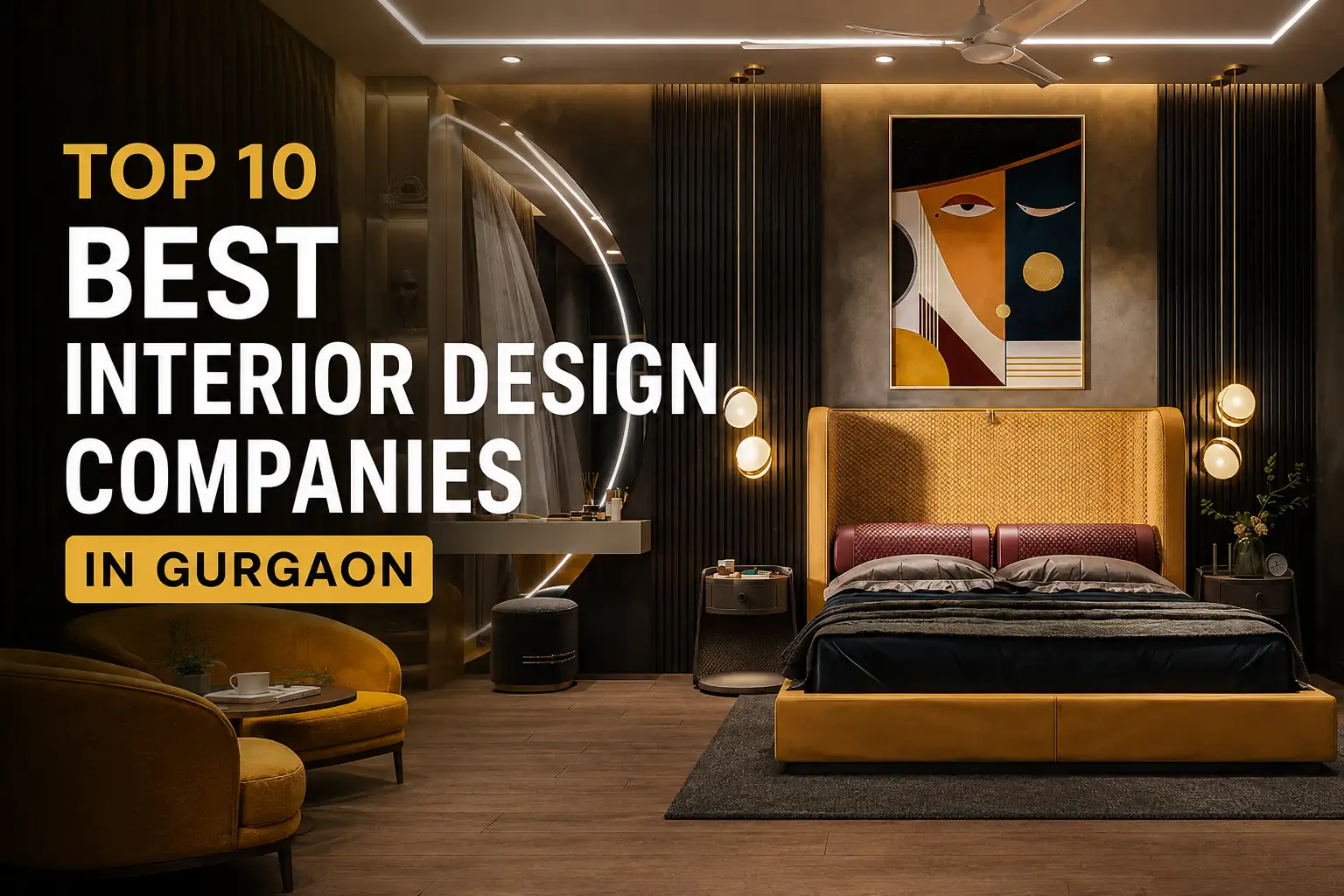 Top 10 best interior design companies in Gurgaon with luxury bedroom interior