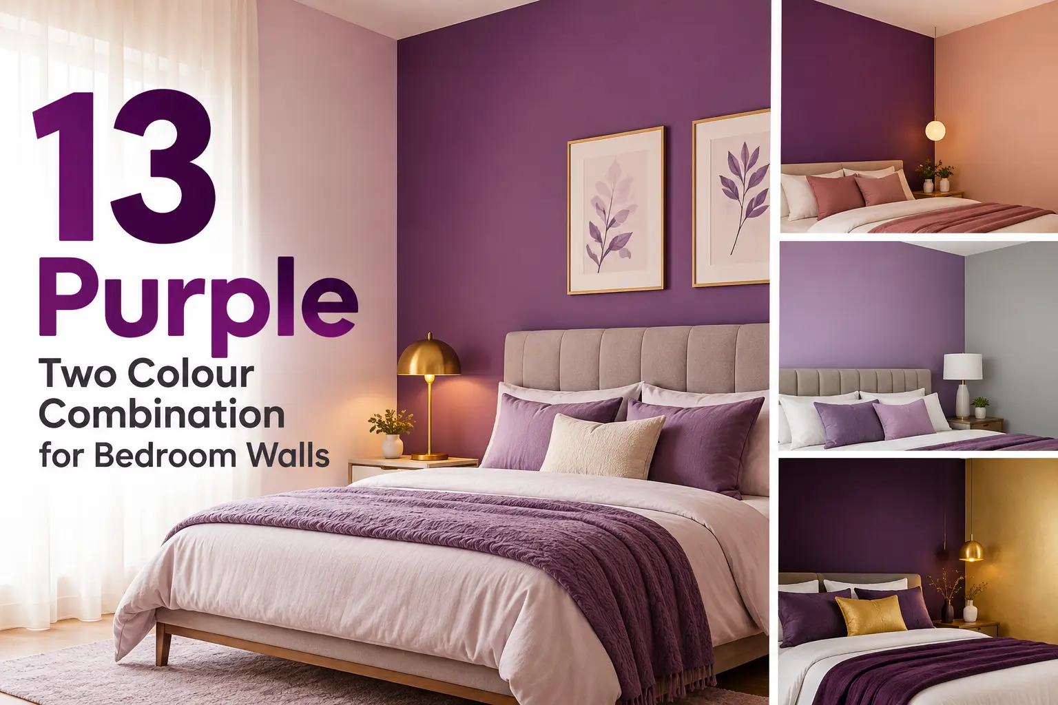 13 Purple Two Colour Combination for Bedroom Walls